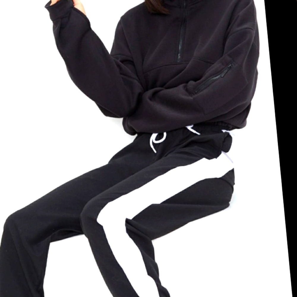 Black Oversized Zip Front Sweater